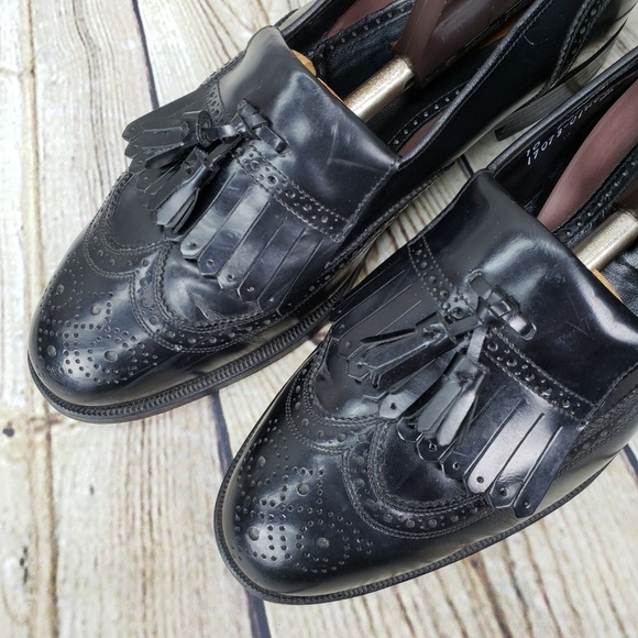 Florsheim Lexington Loafers Men’s 10 Black Leather Kiltie Tassel Dress Shoes - Picture 4 of 8